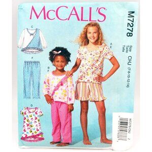McCalls Pattern M7278 SZ CHJ 7-14 Top Dress Shorts Pants PJs Kids Girls Uncut